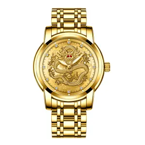 ONTHEEDGE jam tangan kuarsa pria, arloji desain baru lapis emas tahan air bisnis bercahaya baja tahan karat untuk pria