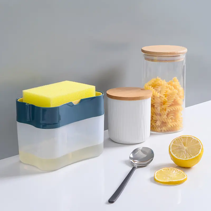 Erogatore di sapone liquido per piatti in plastica eco-friendly spazzola per pulire la spazzola per piatti con Dispenser di sapone per il bucato da bagno