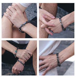 Craft Wolf Fashion Jewelry Vintage Silver coloratissimo 316L <span class=keywords><strong>bracciale</strong></span> in acciaio inossidabile inciso margherita cubano a maglie <span class=keywords><strong>bracciale</strong></span> a catena - Product Image 4