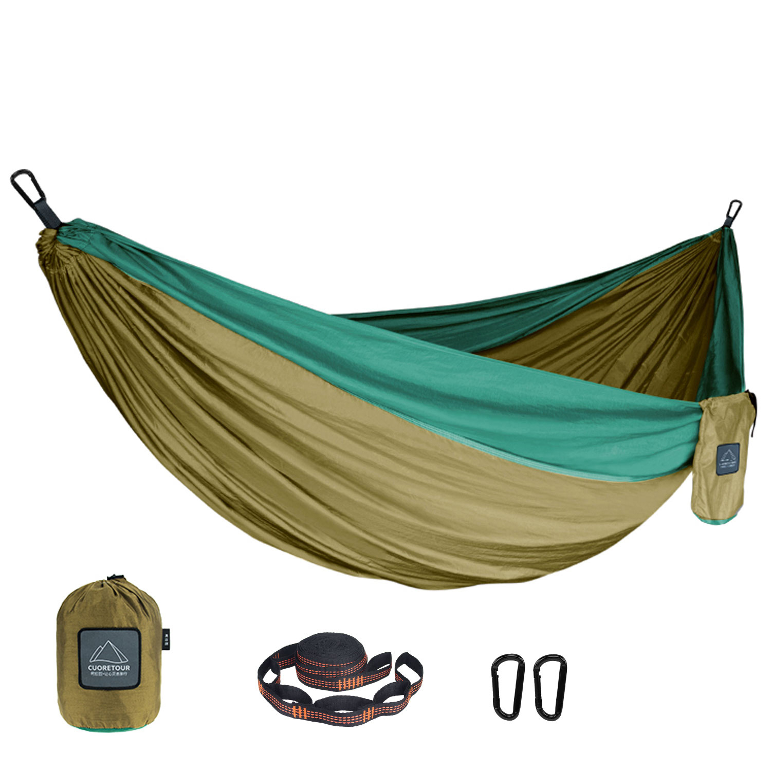 Auf Lager 270 × 140 cm Einzelgröße Outdoor tragbar ultraleicht faltbarer Fallschirm Nylon Camping Schaukel-Hängematte