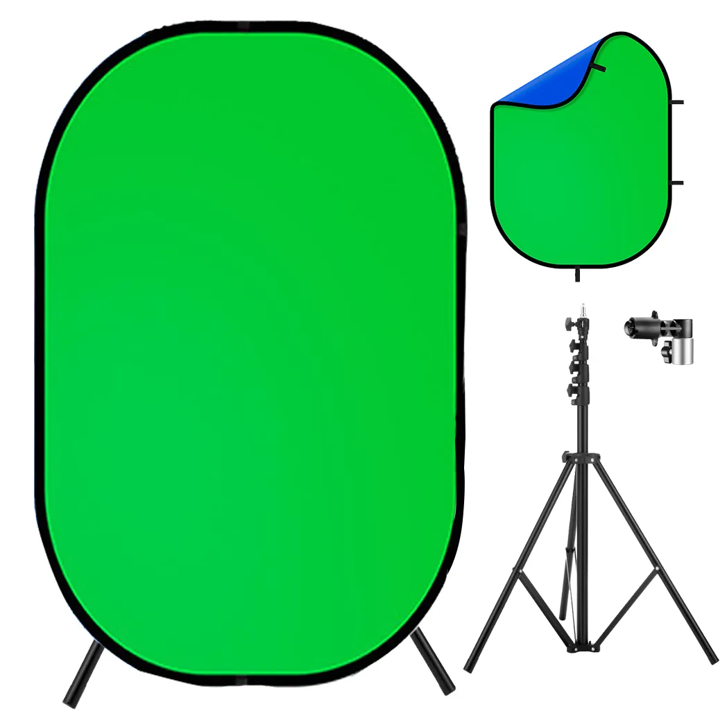 Kit de tela portátil para fotografia, suporte de paredes com tela azul e verde de alta qualidade, suporte ajustável para fotografia