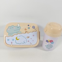 Boîte à lunch Bento et bouteille d'eau pour enfants mignons à double couche pour repas Tiffin, allant au micro-ondes et sans Bpa
