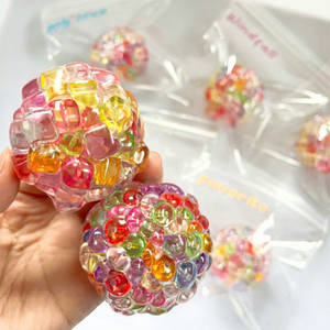 Colorful Ice Cube Shaped Plush Stress Balls Stretchy Soft Squishy Pop-Pop <b>Beads</b> for Stress Relief Unisex Ages 14+ - Product Image 1