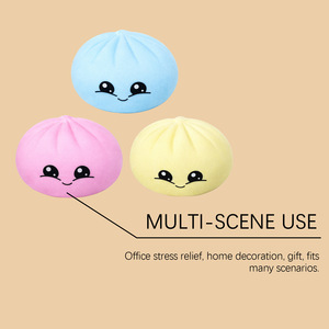 2026 Promotionnel Jouet <span class=keywords><strong>anti</strong></span>-stress Squishy en TPR, en forme de Bao bao (boulette de ravioli) avec visage souriant mignon, simulation alimentaire - Product Image 4