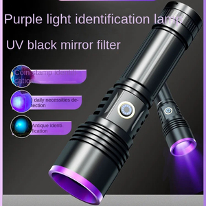 Kép ánh sáng màu tím + trắng 395nm Zoomable Torch LED có thể sạc lại pin 18650 365nm UV mini đèn pin - Product Image 2