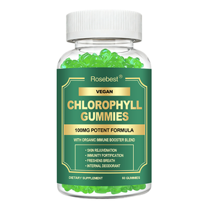Compléments alimentaires en gommes de chlorophylle bio, véganes, sans sucre, saveur naturelle, 100 mg, pour la détoxification corporelle et les antioxydants, vente en gros sur mesure - Product Image 1