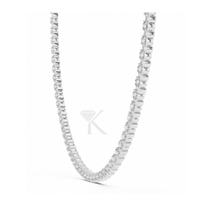 Modern Bar Set Round Cut Diamond Tennis Necklace In Solid Gold, Continuous Diamond Choker Sleek Elegant Women's Luxury Necklace - Product Image 3