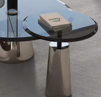 Table basse de salon WISEMAX, style moderne et luxueux, en métal, avec plateau en acier inoxydable