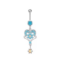 Anneau de nombril bleu turquoise, fleur, amour, papillon, étoile, tendance de la mode, accessoires de ventre, accessoires de piercing corporel