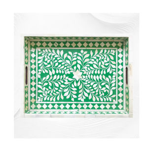 Plateau en incrustation d'os poli de haute qualité et durable, de forme rectangulaire, design tendance, fait à la main pour le service - Product Image 1