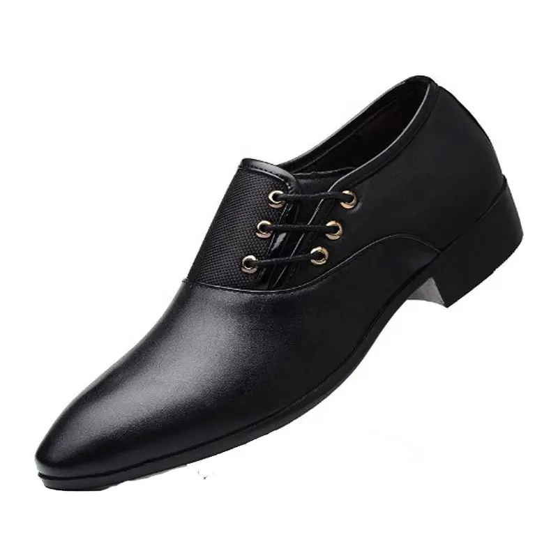 dropshipping oxford leather men dress shoes fashion pure color lace up business wear black office shoes wedding big men shoes