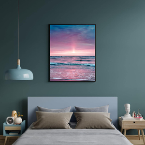 Dipingere con i numeri per gli adulti paesaggio rosa <span class=keywords><strong>mare</strong></span> fai da te pittura con numeri kit personalizzati fatti a mano vernice acrilica 24 colori - Product Image 2