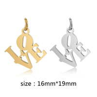 Vente directe transfrontalière d'usine de pendentifs bijoux en acier inoxydable en forme de lettre d'amour, pendentif lettre ajouré DIY