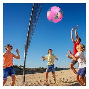 Ballon de plage gonflable en PVC rose pailleté MAKE WAVES, diamètre 40 cm, pliable, avec logo personnalisé pour fête au bord de la piscine, emballé dans un sac - Product Image 3