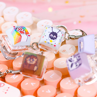 Custom Acrylic Keyboard Switch Keychain DIY Logo Design Keycap UV Printing Cartoon Style Alloy Keychain for Key Relieve Key