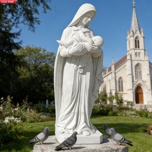 Statua in Marmo a Grandezza Naturale della Vergine Maria con Bambino YOUFINE <span class=keywords><strong>per</strong></span> <span class=keywords><strong>Cappelle</strong></span> e Cimiteri - Product Image 2