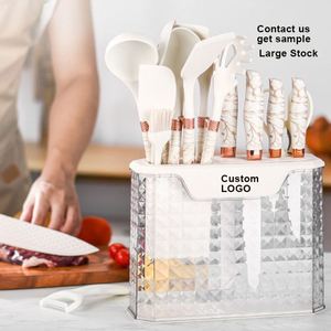 ชุดอุปกรณ์ครัวซิลิโคนกันติด 16 ชิ้น พร้อมมีดสแตนเลส ช้อน ตะหลิว และที่วาง ลดราคาพิเศษ - Product Image 1