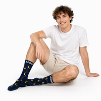 Chaussettes en coton blanches et noires à motif étoile et lune gothique, personnalisables avec logo, style streetwear, vente en gros