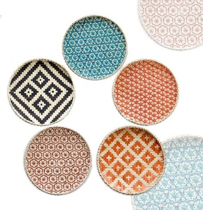 Cina intrecciata a mano arte di bambù naturale intessuta decorativa frutta piatta cesti di stoccaggio piatti parete di fanerogame decorazione legno cesto di bambù - Product Image 4