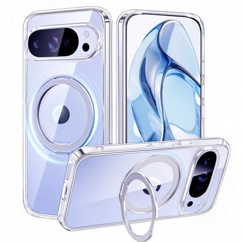 Compatible Case 360 Rotating Stand Transparent Design Lens Protection Magtic case  for Google Pixel 10/10 Pro for
