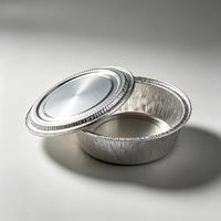 Contenedor Redondo de Papel de Aluminio con Tapa y Logotipo Personalizado, Bajo MOQ, Caja de Papel de Aluminio en Blanco para Pruebas de Restaurantes Nuevos, Venta al Por Mayor