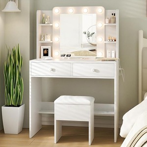 Vente en gros de meubles de coiffeuse modernes et glamour avec grands tiroirs de rangement pour miroir vanité de maquillage personnalisable pour la maison - Product Image 5