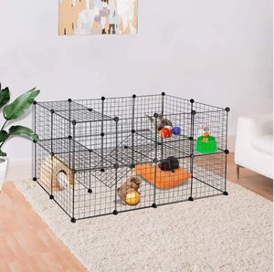 Parc pour animaux de compagnie bricolage panneaux de clôture en fil métallique intérieur cochon d'inde petits animaux Habitatdiy cage à lapins/ventilateur pour chien hérisson/clôture de cour portable - Product Image 5