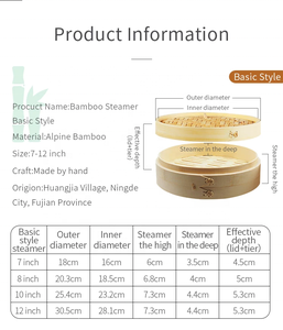 Bamboe voedselstoommandje, natuurlijk mini formaat, roestvrij staal, stoomkoker, bamboe deksel, ronde vorm - Product Image 2