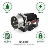 Prise industrielle SFE étanche à la poussière IP67 200A 250A 400A 4 broches 5 broches 3 phases 6H à courant élevé en aluminium moulé