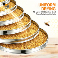 Séchoir rotatif pour pollen d'abeille avec 10 couches de plateaux en acier inoxydable 304 de qualité alimentaire, vitesse de rotation de 6R/min, machine de séchage pour apiculture