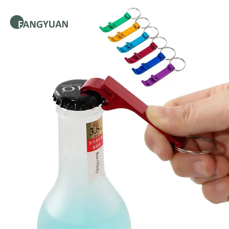 FANGYUAN Kim Loại Di Động Tùy Chỉnh Logo Nhôm Key Ring Bia Wine Bottle Opener Keychain Cho Bar Nắp Chai