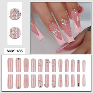 <span class=keywords><strong>Uñas</strong></span> postizas acrílicas <span class=keywords><strong>con</strong></span> forma de ataúd largo de 24 piezas <span class=keywords><strong>con</strong></span> patrones de flores <span class=keywords><strong>3D</strong></span> para uso en salón de bricolaje para aplicación en los dedos - Product Image 5