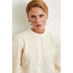 Chemise bohème en lin crème pour femme, vintage, lavable, à manches longues, pour tous les jours - Product Image 3