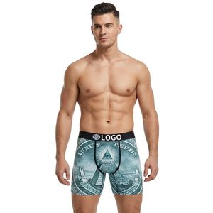 Boxers pour hommes CELINNE à imprimé floral, taille mi-haute, respirants, en spandex et polyester tricoté, avec logo à la ceinture - Product Image 5