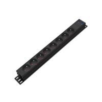 Multiprise industrielle robuste de type E (6 prises) de 5 m, protection contre les surtensions, compatible montage en rack 1U, pour transmission électrique