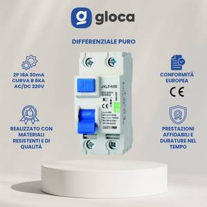Disjoncteur miniature Gloca Rcbo 2P 30mA Courbe B 6kA 220V 16A Montage modulaire - Product Image 2