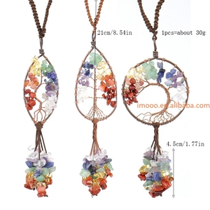 Factory <strong>Price</strong> Natural Crystal Stone Tree of Life Keychain Pendant Chakra Hanging Copper Wire <strong>Wrap</strong> <strong>Car</strong> Wall Hanger Home Deco - Product Image 4