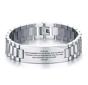 Brazalete de Acero Inoxidable Chapado en Oro PVD de 18k con Barra Grabada para Hombre |   Regalo de Cumpleaños Inspirador para Hijo de Papá y Mamá - Product Image 4
