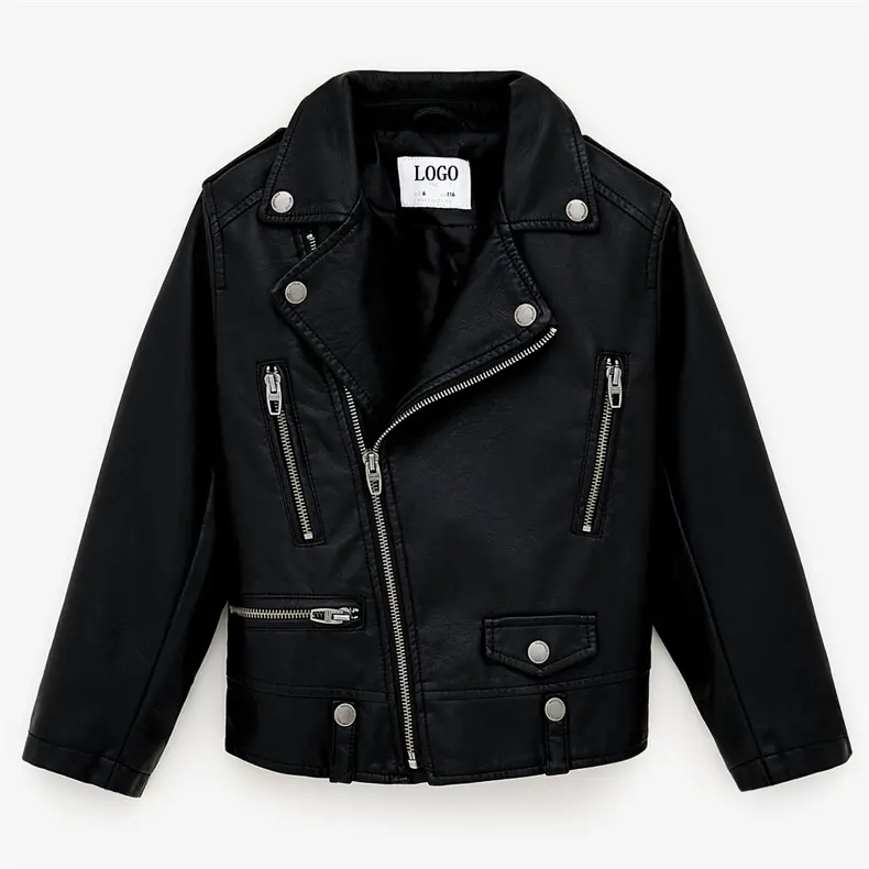 Rider Jacket For Boys Boys Black Biker Jacket Kids Faux Leather