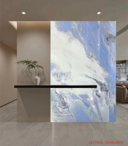 Đánh bóng đá cẩm thạch trắng tự nhiên sàn màu xanh bầu trời trắng đám mây Nội Thất Tường và sàn thiết kế với đèn nền tự nhiên - Product Image 1