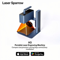 Machine de gravure laser à diode Laser Sparrow H3 5W lumière bleue, graveur portable pour acrylique, aluminium, bois, pour le bricolage