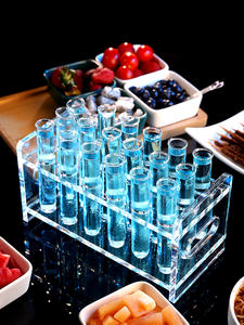 แก้วช็อตทรงหลอดใสขนาด 1 ออนซ์ แก้วช็อต<span class=keywords><strong>เหล้า</strong></span>สีขนาดเล็ก ชุดแก้วช็อตทรงหลอดพร้อมถาดพลาสติก - Product Image 2