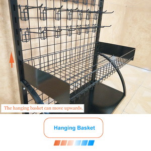 Vrijstaand Zwart Nestdraad Muurrooster Displayrek Met Mandplank - Product Image 3