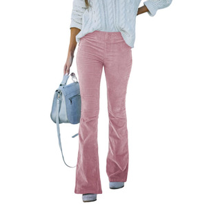 <span class=keywords><strong>Pantalon</strong></span> décontracté en <span class=keywords><strong>velours</strong></span> côtelé à taille haute, coupe régulière, couleur unie, vintage, pour femmes, printemps-été 2024 - Product Image 5