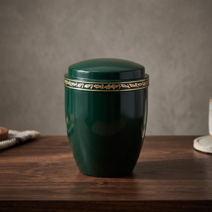 Black Cremation Urn Round <b>Keepsake</b> Cinerary Urn Decorative <b>Ashes</b> Container <b>for</b> Home Memorial Use - Indian Home Crafts - Product Image 4