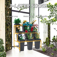 Toko Bunga rak Display 3-Tier cantik 9/12 rak logam Bucket luar ruangan dudukan tanaman buatan dekoratif
