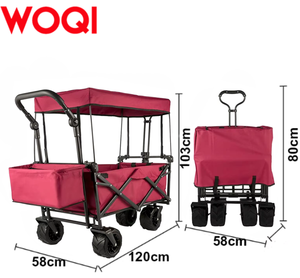 Woqi Heavy Duty Inklapbare Opvouwbare All-Terrain Utility Met Intrekbaar Handvat En Bekerhouders Strandwagenkar - Product Image 2