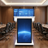 Podio Multimedia con Pantalla Frontal Personalizada, Atril Digital con Pantalla Táctil Superior Opcional para Uso en Auditorios y Conferencias