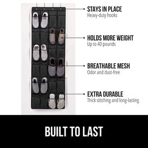 Hot Behind the Door <b>Black</b> Cloth <b>Black</b> Fine Mesh Non-Woven Fabric 24 Grid Door Rear Hanging Bag Shoes Buggy Bag - Product Image 2