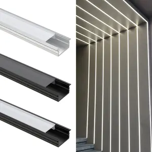 Hoge Kwaliteit U Vorm Zwart Alu 6063 Geëxtrudeerd Aangepast Aluminium Kanaal Profiel Voor Led Licht Aluminium Profiel